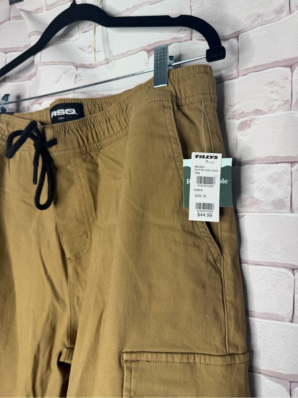 RSQ Men’s Cargo Jogger Pants Tan XL Streetwear Utility Style NWT - Picture 2 of 9